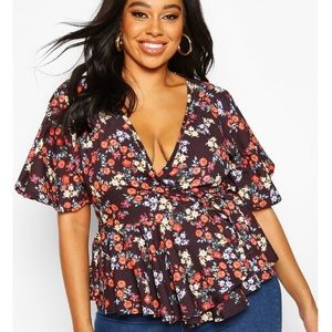 Floral wrap top